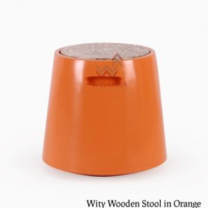 Wity Wooden Stool in Orange Colour